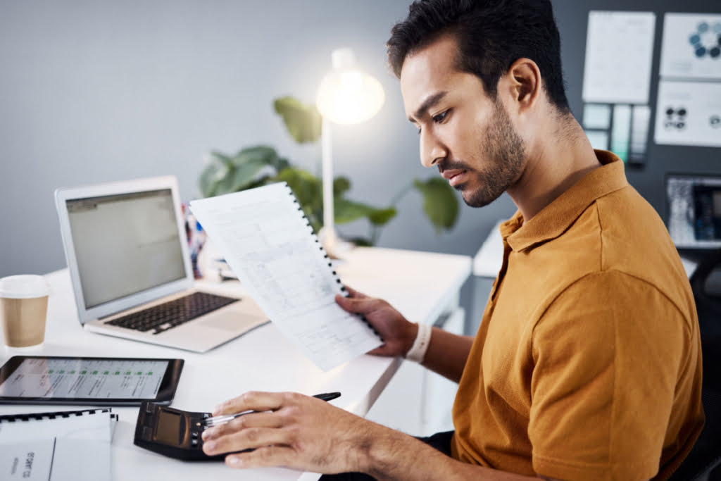 Man reviewing his company budget